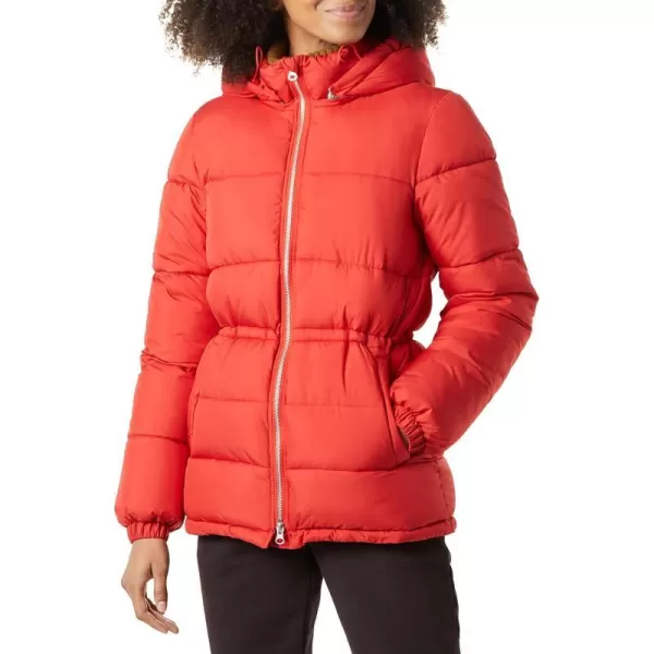 Amazon Essentials Womens Heavyweight Puffer Jacket with Drawstring WaistRed