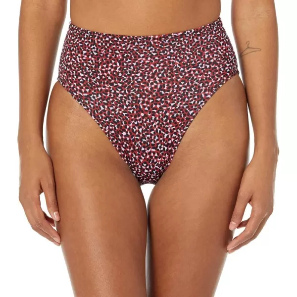 Amazon Essentials Womens High Waist High Leg Bikini BottomBrick Red Leopard