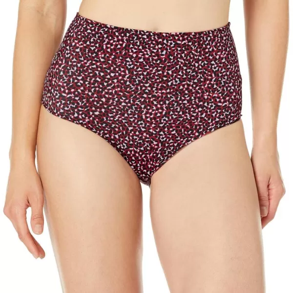 Amazon Essentials Womens High Waist Swim Bottom Available in Plus SizeBrick Red Leopard