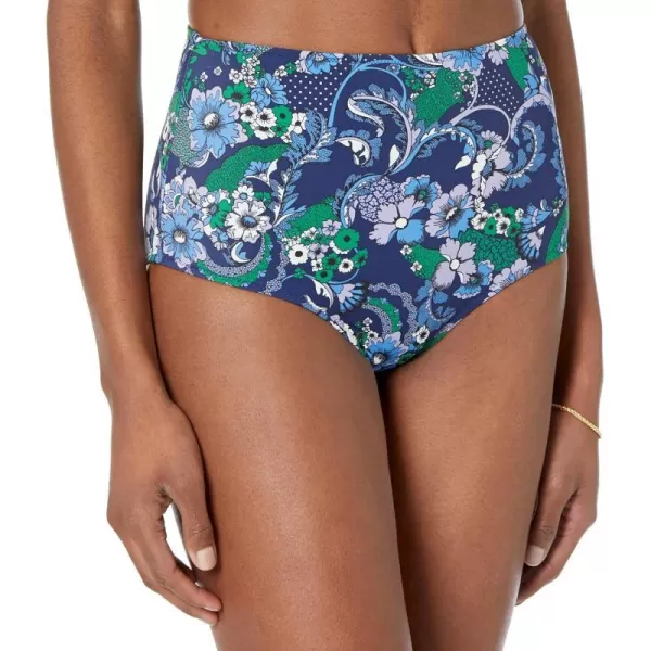 Amazon Essentials Womens High Waist Swim Bottom Available in Plus SizeDeep Blue Paisley