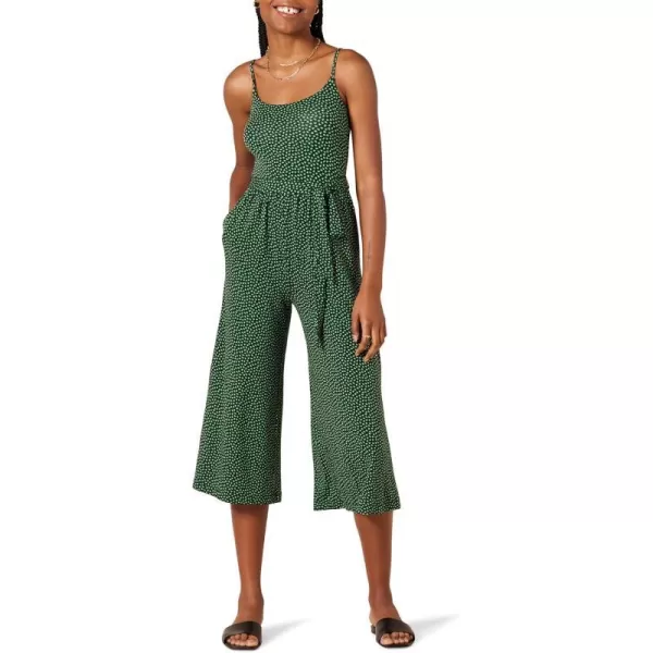 Amazon Essentials Womens Jersey Cami Cropped Wide Leg JumpsuitGreen Floral