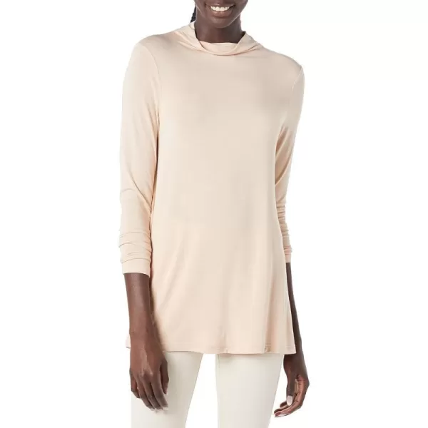 Amazon Essentials Womens Jersey LongSleeve Mock Neck Swing Tunic Previously Daily RitualBeige