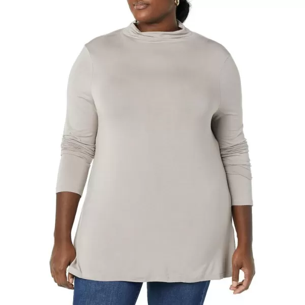 Amazon Essentials Womens Jersey LongSleeve Mock Neck Swing Tunic Previously Daily RitualGrey