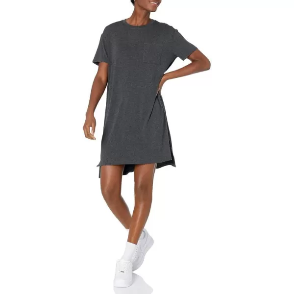 Amazon Essentials Womens Jersey OversizedFit ShortSleeve Pocket TShirt Dress Previously Daily RitualRayon Blend Charcoal Heather