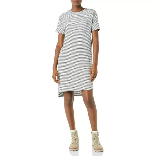 Amazon Essentials Womens Jersey OversizedFit ShortSleeve Pocket TShirt Dress Previously Daily RitualRayon Blend Grey Heather Stripe