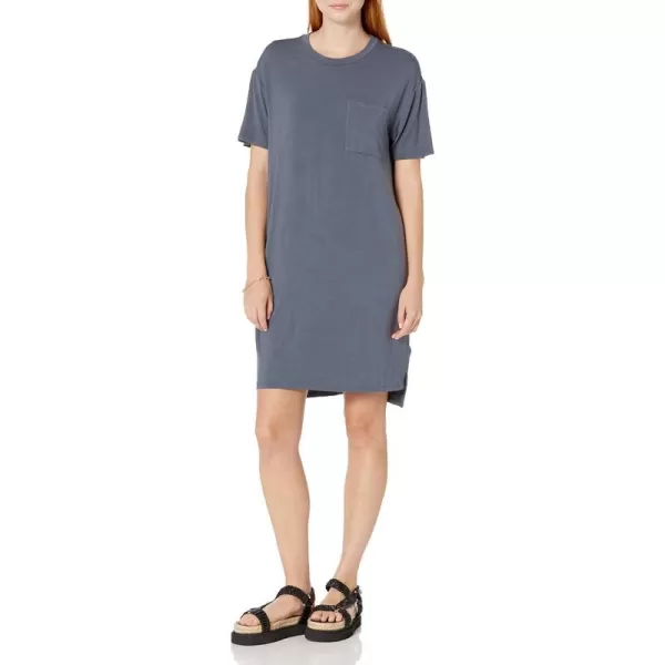 Amazon Essentials Womens Jersey OversizedFit ShortSleeve Pocket TShirt Dress Previously Daily RitualRayon Blend Slate Grey