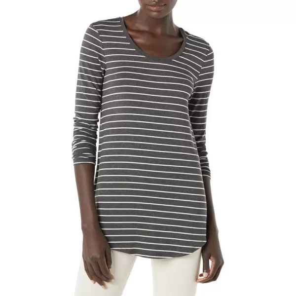 Sustainably Sourced Rayon Blend Charcoal Heather White Stripe