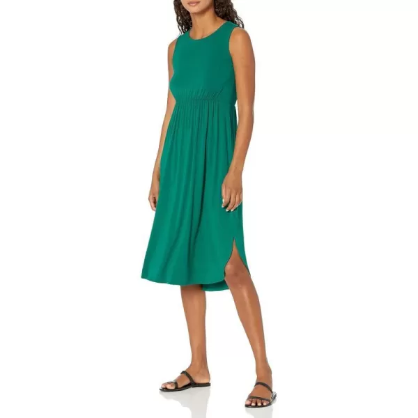 Amazon Essentials Womens Jersey Sleeveless Gathered Midi Dress Previously Daily RitualRayon Blend Dark Emerald Green