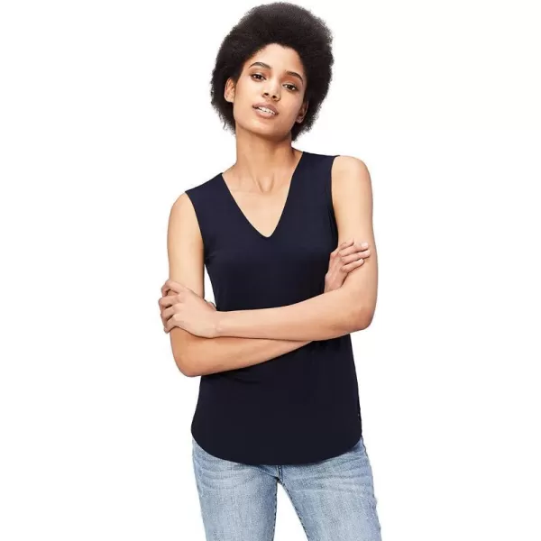 Amazon Essentials Womens Jersey StandardFit VNeck Tank Top Previously Daily Ritual Multipacks1 Navy