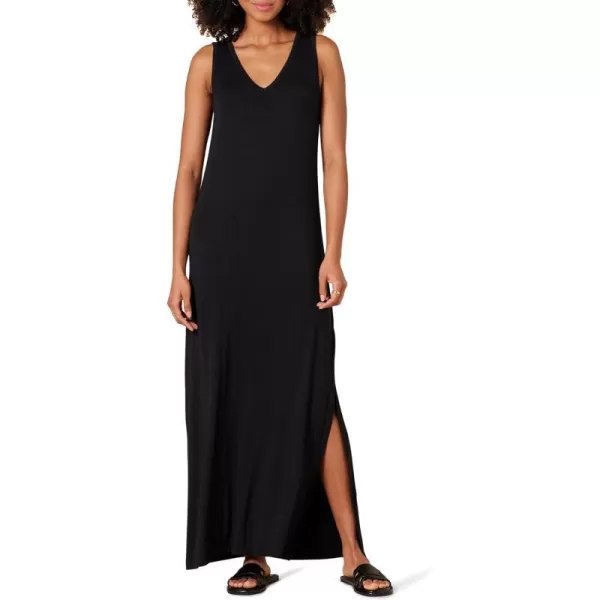 Amazon Essentials Womens Jersey VNeck Tank Maxi Length DressBlack