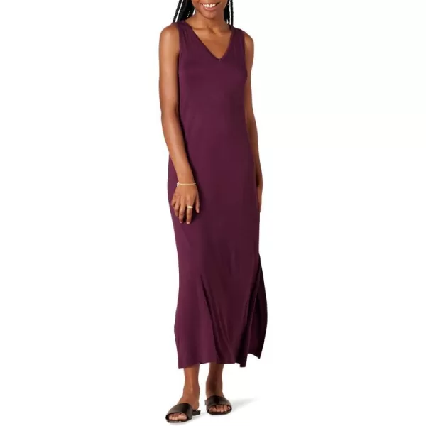 Amazon Essentials Womens Jersey VNeck Tank Maxi Length DressDark Purple