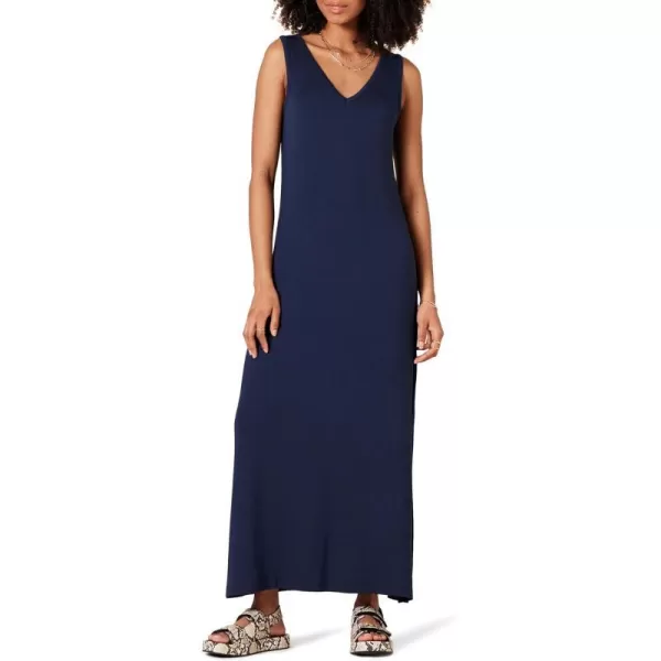 Amazon Essentials Womens Jersey VNeck Tank Maxi Length DressNavy