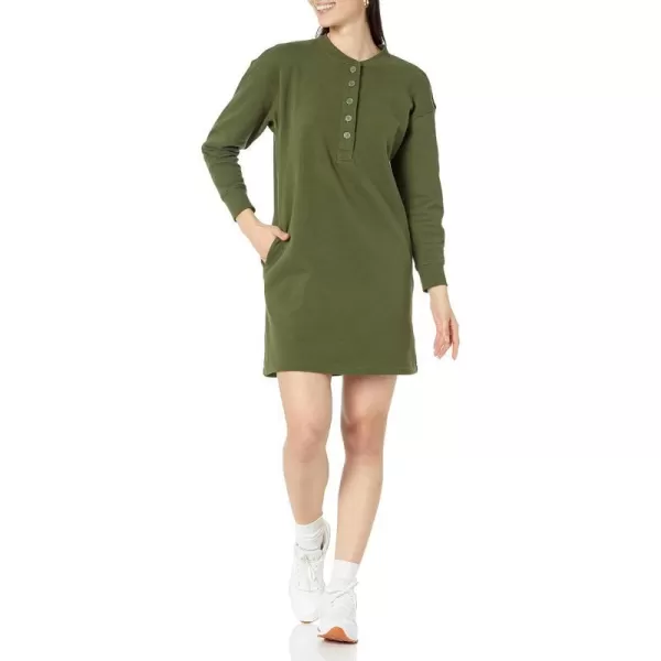 Amazon Essentials Womens Knit Henley Sweatshirt Dress Available in Plus SizeDark Olive