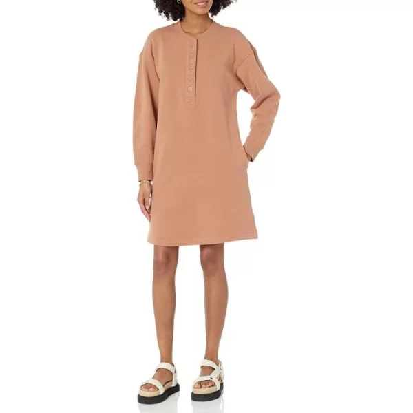 Amazon Essentials Womens Knit Henley Sweatshirt Dress Available in Plus SizeLight Brown