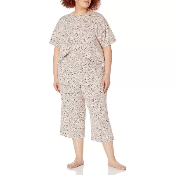 Amazon Essentials Womens Knit Jersey Pajama Set Available in Plus SizeBeige Leopard