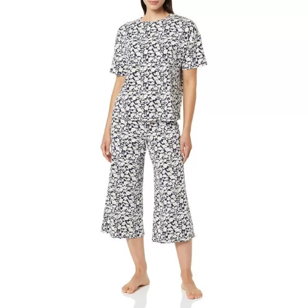 Amazon Essentials Womens Knit Jersey Pajama Set Available in Plus SizeNavy Silhouette Floral