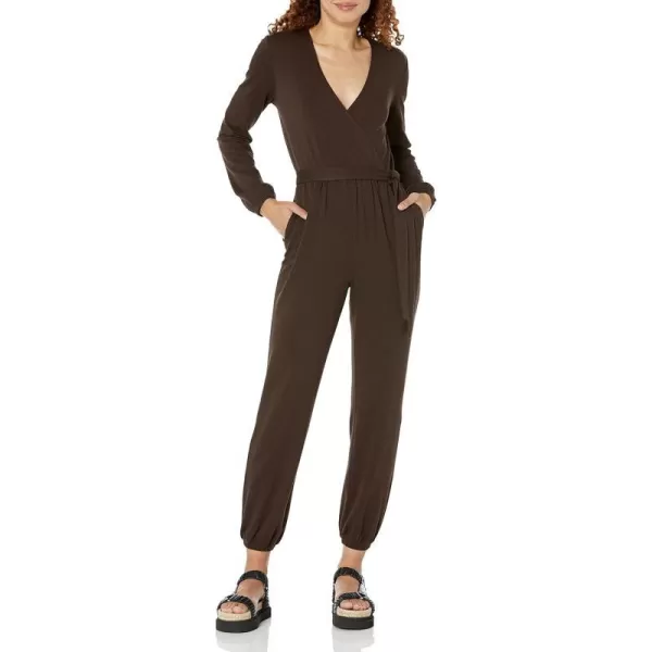 Amazon Essentials Womens Knit Surplice Jumpsuit Available in Plus SizeEspresso