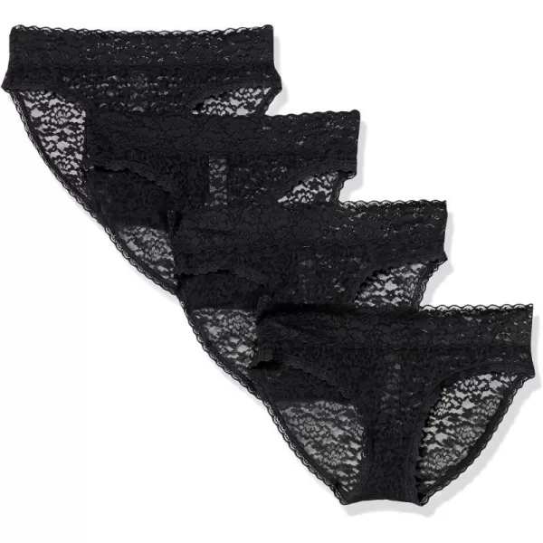 Amazon Essentials Womens Lace Stretch Bikini Brief Underwear Pack of 4Black