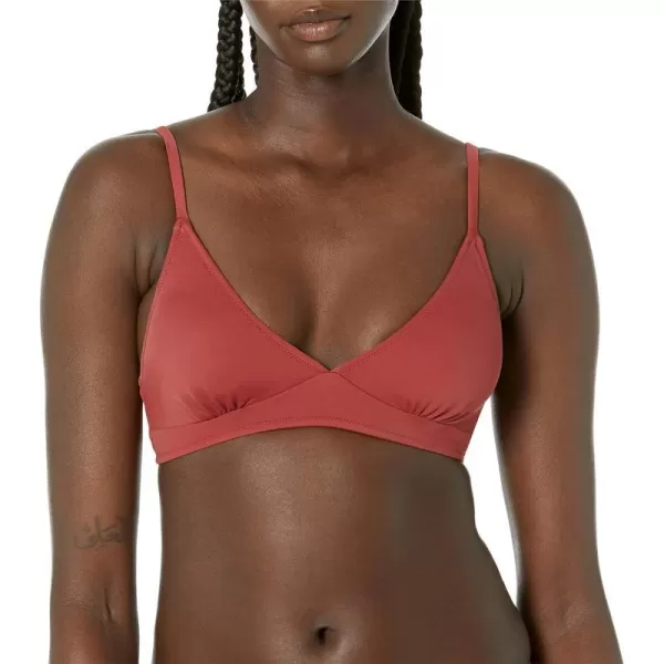 Amazon Essentials Womens LightSupport Classic Bikini Swimsuit TopBrick Red