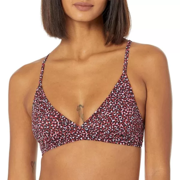 Amazon Essentials Womens LightSupport Classic Bikini Swimsuit TopBrick Red Leopard