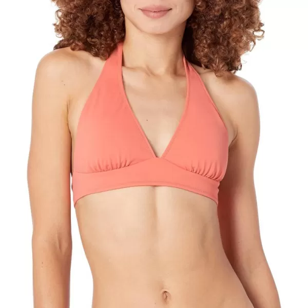 Amazon Essentials Womens LightSupport Tie Halter Bikini Swimsuit Top Available in Plus SizeCoral Pink