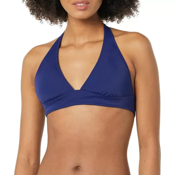 Amazon Essentials Womens LightSupport Tie Halter Bikini Swimsuit Top Available in Plus SizeDark Navy