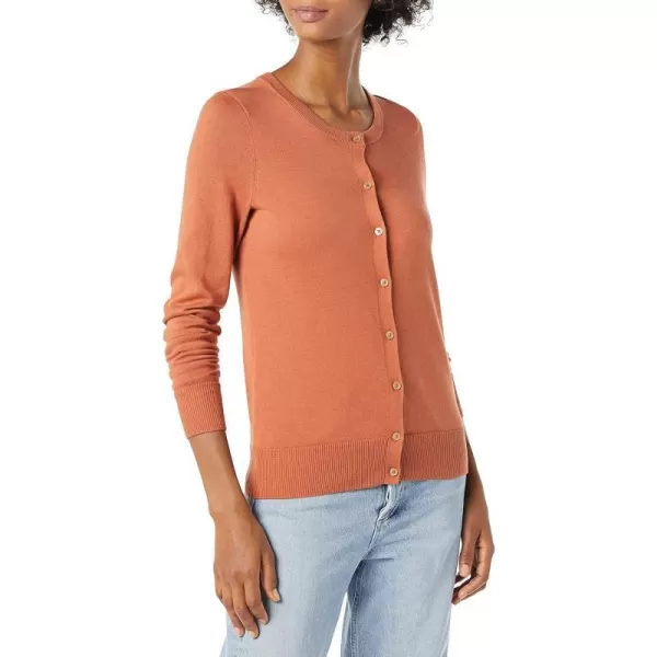 Amazon Essentials Womens Lightweight Crewneck Cardigan Sweater Available in Plus SizeCaramel