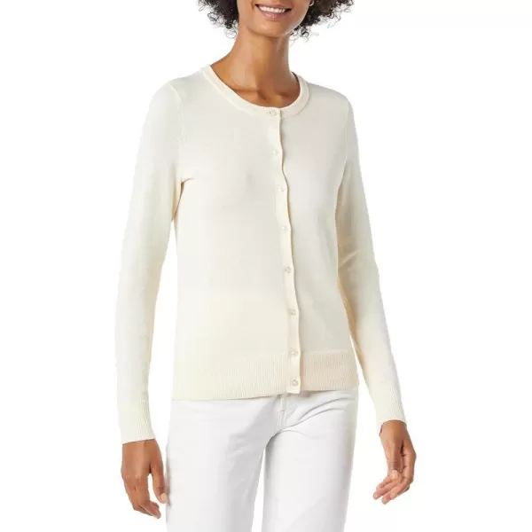 Amazon Essentials Womens Lightweight Crewneck Cardigan Sweater Available in Plus SizeEcru