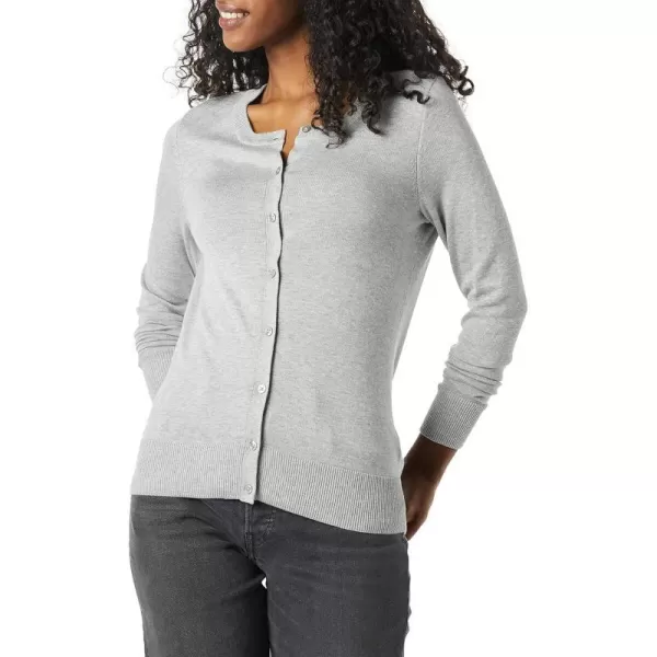 Amazon Essentials Womens Lightweight Crewneck Cardigan Sweater Available in Plus SizeGrey Heather