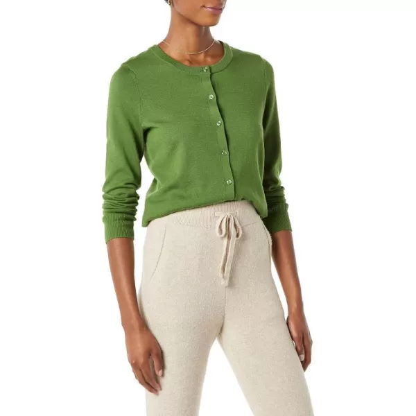 Amazon Essentials Womens Lightweight Crewneck Cardigan Sweater Available in Plus SizeLight Jade Green