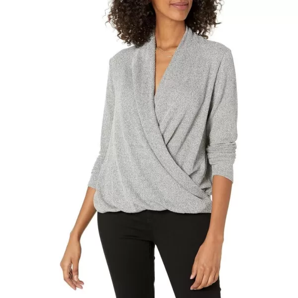 Amazon Essentials Womens Lightweight Long Sleeve Wrap HighLow Knit Top Grey SmallAmazon Essentials Womens Lightweight Long Sleeve Wrap HighLow Knit Top Grey Small