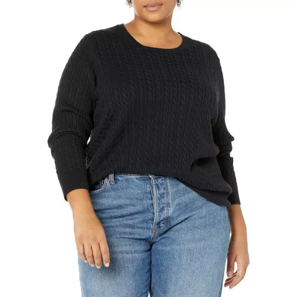 Amazon Essentials Womens Lightweight LongSleeve Cable Crewneck Sweater Available in Plus SizeBlack