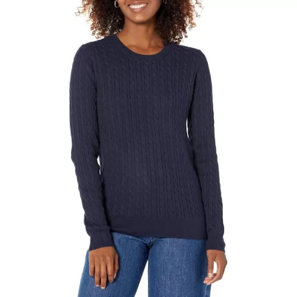 Amazon Essentials Womens Lightweight LongSleeve Cable Crewneck Sweater Available in Plus SizeNavy