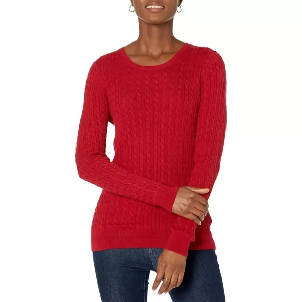 Amazon Essentials Womens Lightweight LongSleeve Cable Crewneck Sweater Available in Plus SizeRed