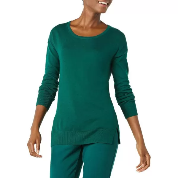 Amazon Essentials Womens Lightweight LongSleeve Crew Neck Tunic Sweater Available in Plus SizeDark Green