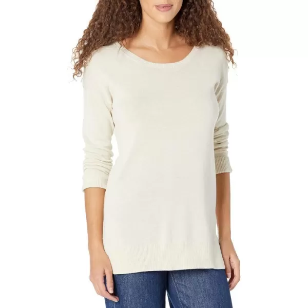 Amazon Essentials Womens Lightweight LongSleeve Crew Neck Tunic Sweater Available in Plus SizeOatmeal Heather