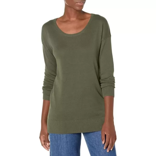 Amazon Essentials Womens Lightweight LongSleeve Crew Neck Tunic Sweater Available in Plus SizeOlive