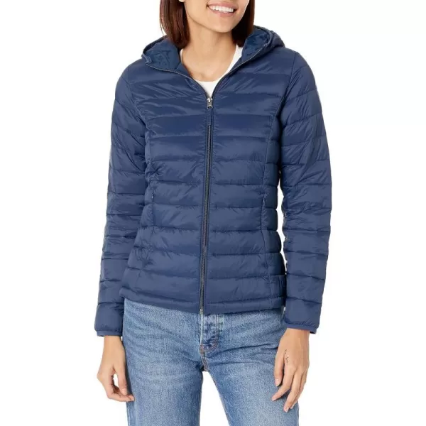 Amazon Essentials Womens Lightweight LongSleeve FullZip WaterResistant Packable Hooded Puffer JacketNavy