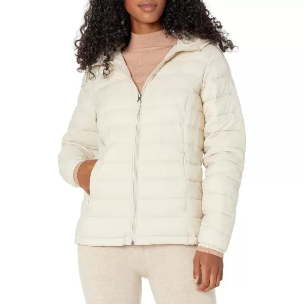 Amazon Essentials Womens Lightweight LongSleeve FullZip WaterResistant Packable Hooded Puffer JacketOffwhite