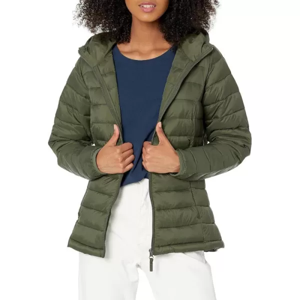 Amazon Essentials Womens Lightweight LongSleeve FullZip WaterResistant Packable Hooded Puffer JacketOlive