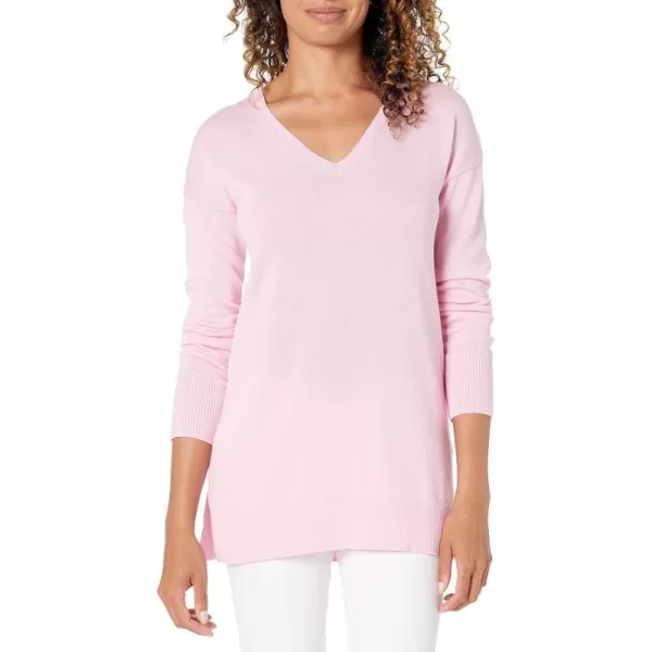 Amazon Essentials Womens Lightweight LongSleeve VNeck Tunic Sweater Available in Plus SizePink