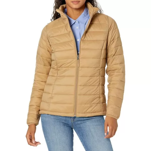 Amazon Essentials Womens Lightweight LongSleeve WaterResistant Puffer Jacket Available in Plus SizeCamel