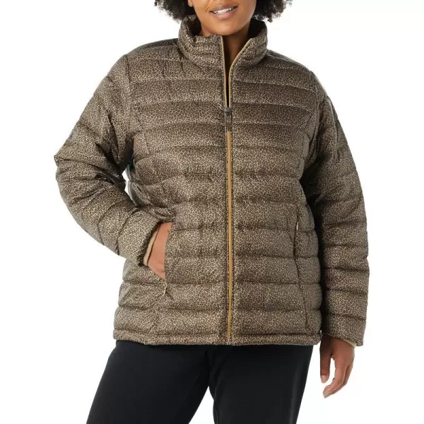 Amazon Essentials Womens Lightweight LongSleeve WaterResistant Puffer Jacket Available in Plus SizeCamel Cheetah