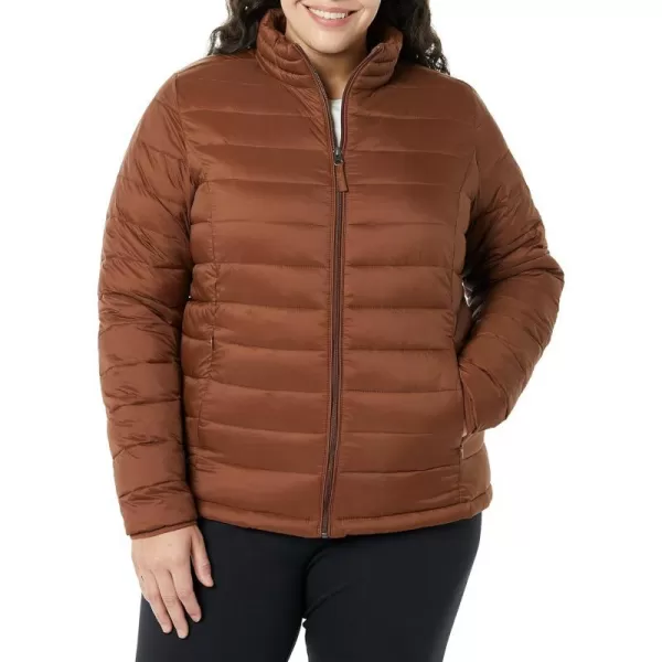 Amazon Essentials Womens Lightweight LongSleeve WaterResistant Puffer Jacket Available in Plus SizeDark Toffee Brown