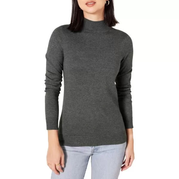 Amazon Essentials Womens Lightweight Mockneck Sweater Available in Plus SizeCharcoal Heather