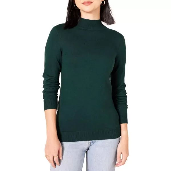 Amazon Essentials Womens Lightweight Mockneck Sweater Available in Plus SizeForest Green