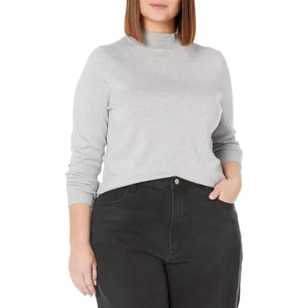 Amazon Essentials Womens Lightweight Mockneck Sweater Available in Plus SizeLight Grey Heather