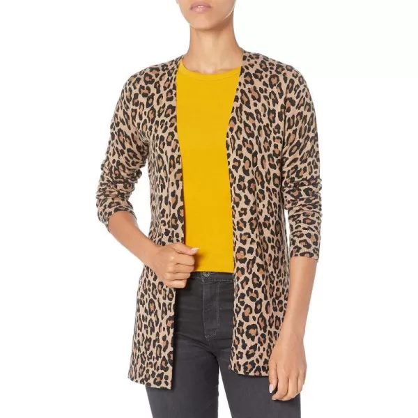 Amazon Essentials Womens Lightweight OpenFront Cardigan Sweater Available in Plus SizeCamel Leopard