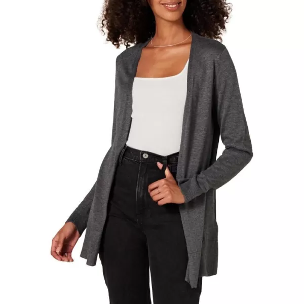 Amazon Essentials Womens Lightweight OpenFront Cardigan Sweater Available in Plus SizeCharcoal Heather