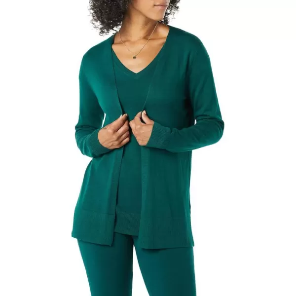 Amazon Essentials Womens Lightweight OpenFront Cardigan Sweater Available in Plus SizeDark Green